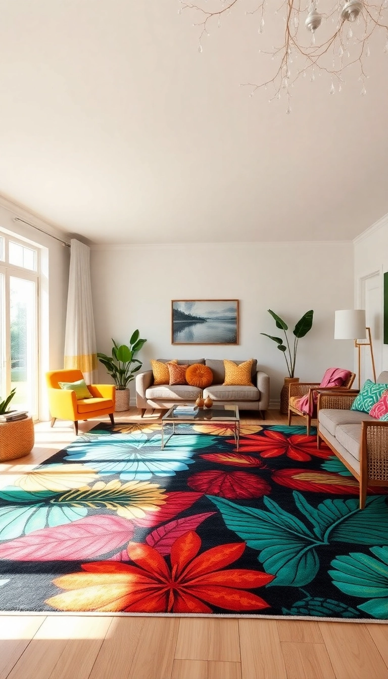 22 Tropical Modern Beach House Ideas That'll Make You Feel Like You're in Paradise! - 16. Statement Rugs