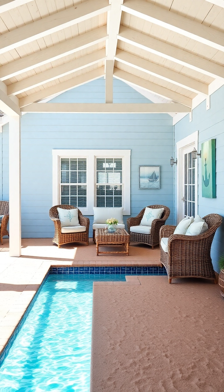 25 Beautiful Pool House Ideas to Create Your Backyard Paradise! - 6. Coastal Vibes