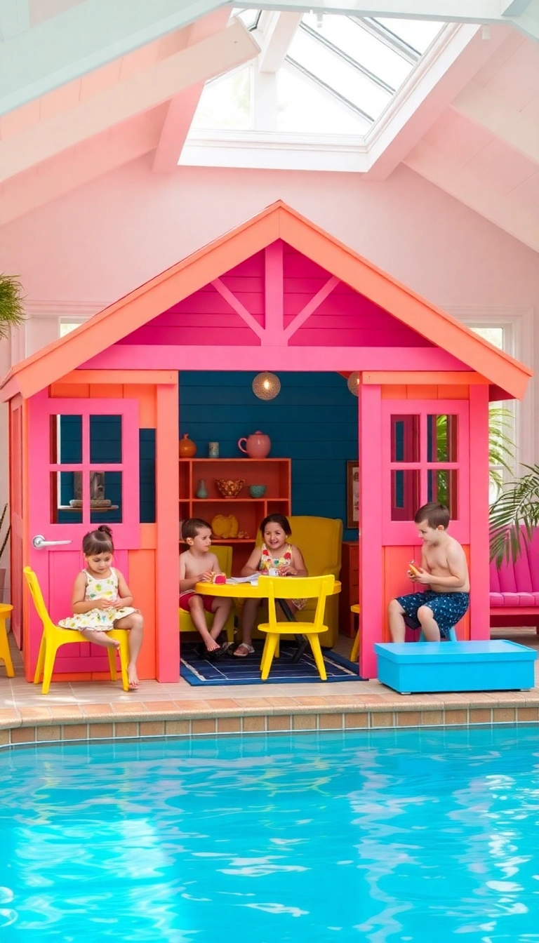 25 Beautiful Pool House Ideas to Create Your Backyard Paradise! - 20. Whimsical Playhouse