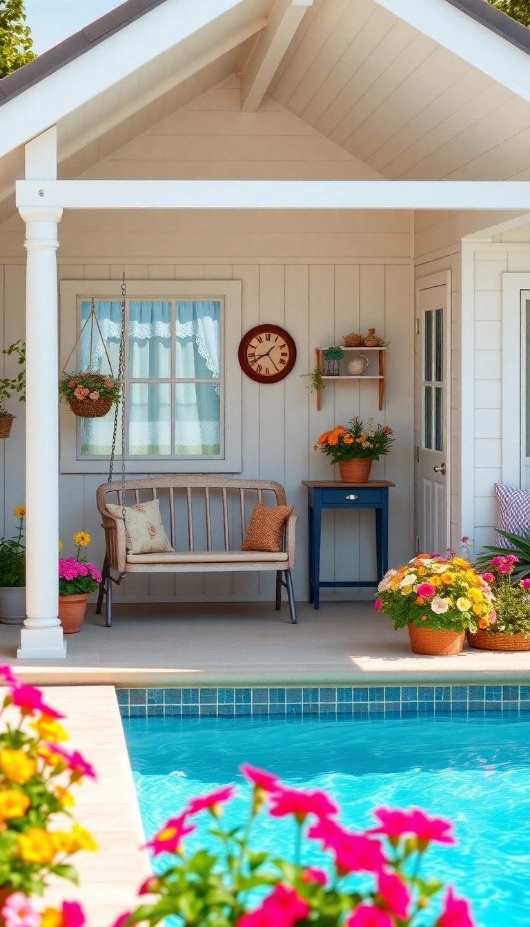 25 Beautiful Pool House Ideas to Create Your Backyard Paradise! - 14. Charming Cottage Style