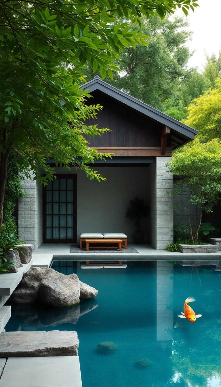 25 Beautiful Pool House Ideas to Create Your Backyard Paradise! - 7. Zen Retreat