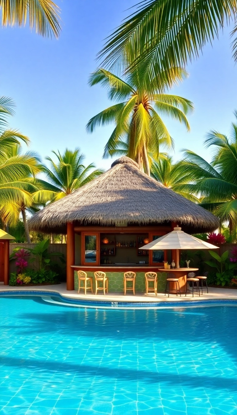 25 Beautiful Pool House Ideas to Create Your Backyard Paradise! - 4. Tropical Oasis