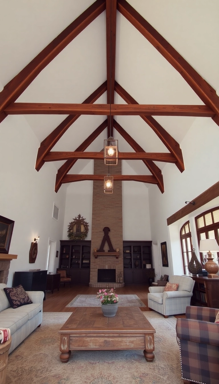 20 Stunning Farmhouse Decor Ideas to Transform Your Home into a Cozy Retreat! - 1. Rustic Wooden Beams