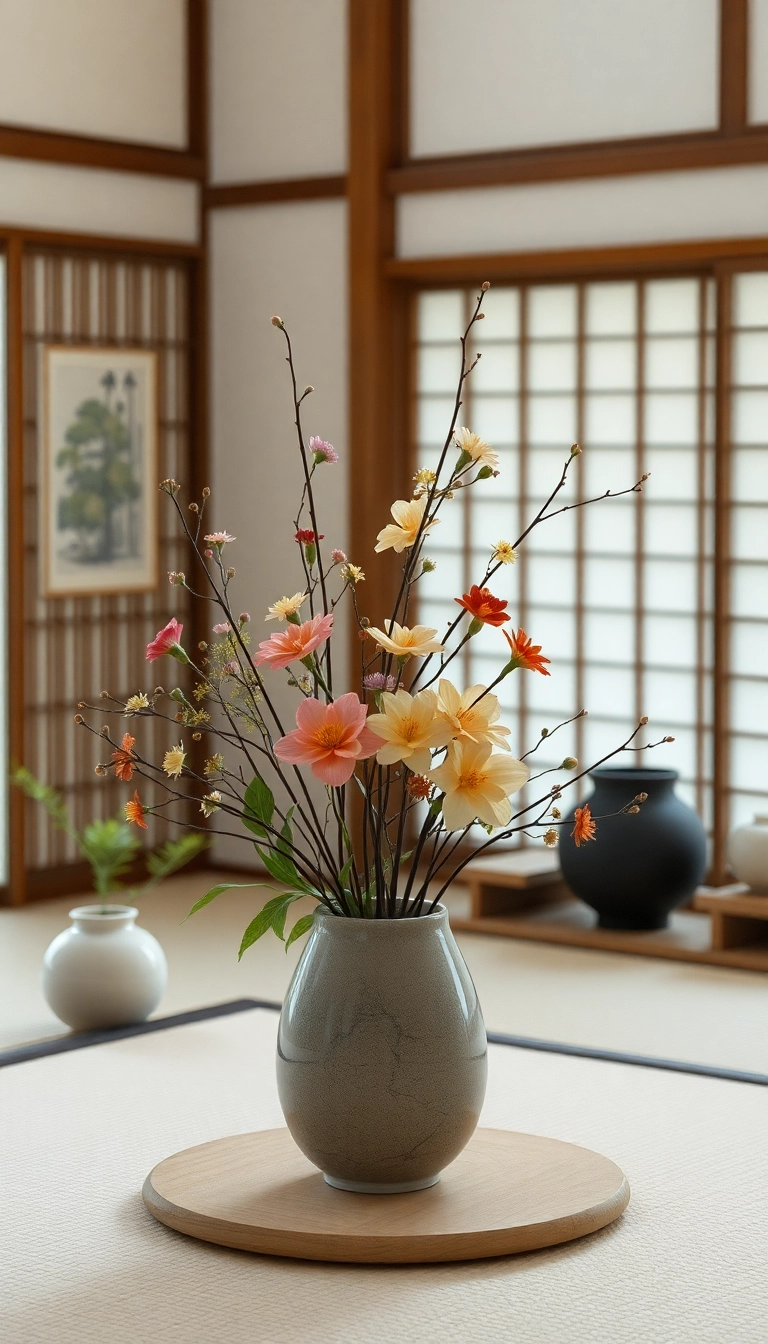 19 Gorgeous Japanese Tea House Inspirations That Will Make Your Home Feel Like a Tranquil Retreat! - 18. Artistic Displays of Ikebana